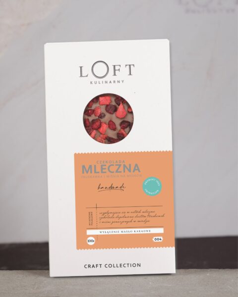 czekolada mleczna z truskawką i wiśnią na miodzie Loft Kulinarny