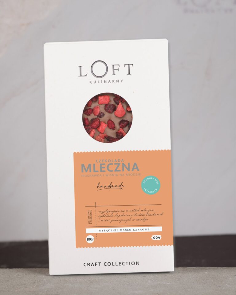 czekolada mleczna z truskawką i wiśnią na miodzie Loft Kulinarny