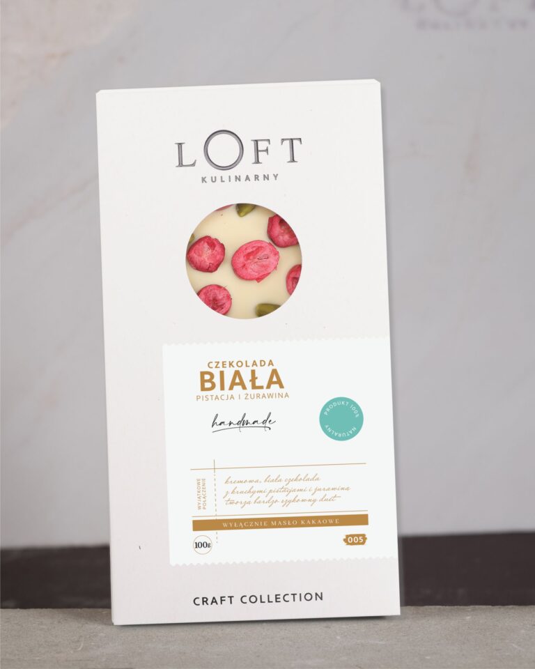 czekolada biała z pistacjami i żurawiną Loft Kulinarny