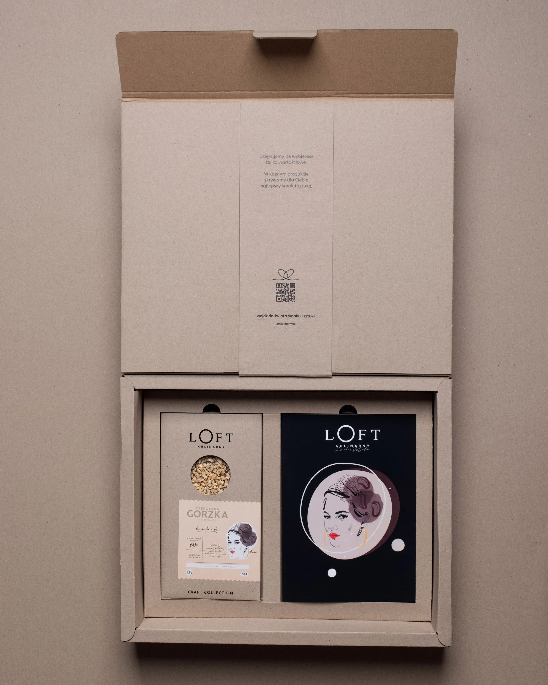 zestaw prezentowy z czekoladą gorzką Kobieta ubrana w smak i sztukę