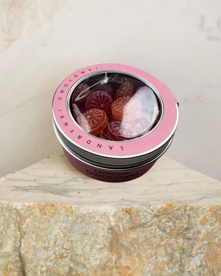 landrynki owocowe „Owocówki” w metalowej puszce Loft Kulinarny