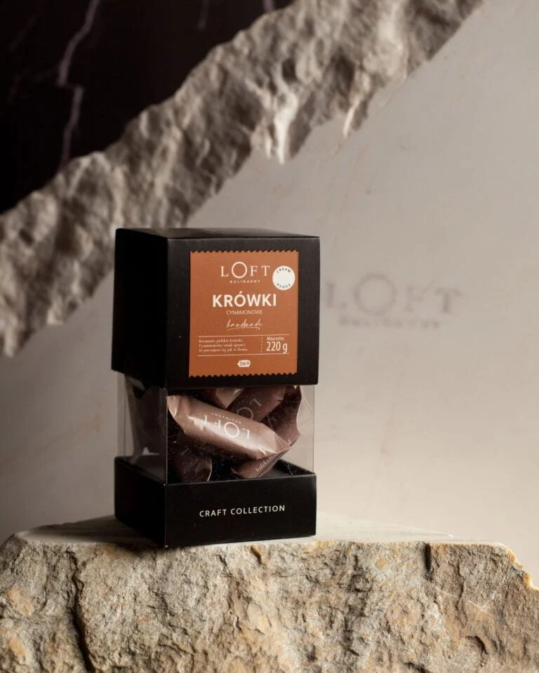 krówki cynamonowe rzemieślnicze w opakowaniu Loft Kulinarny
