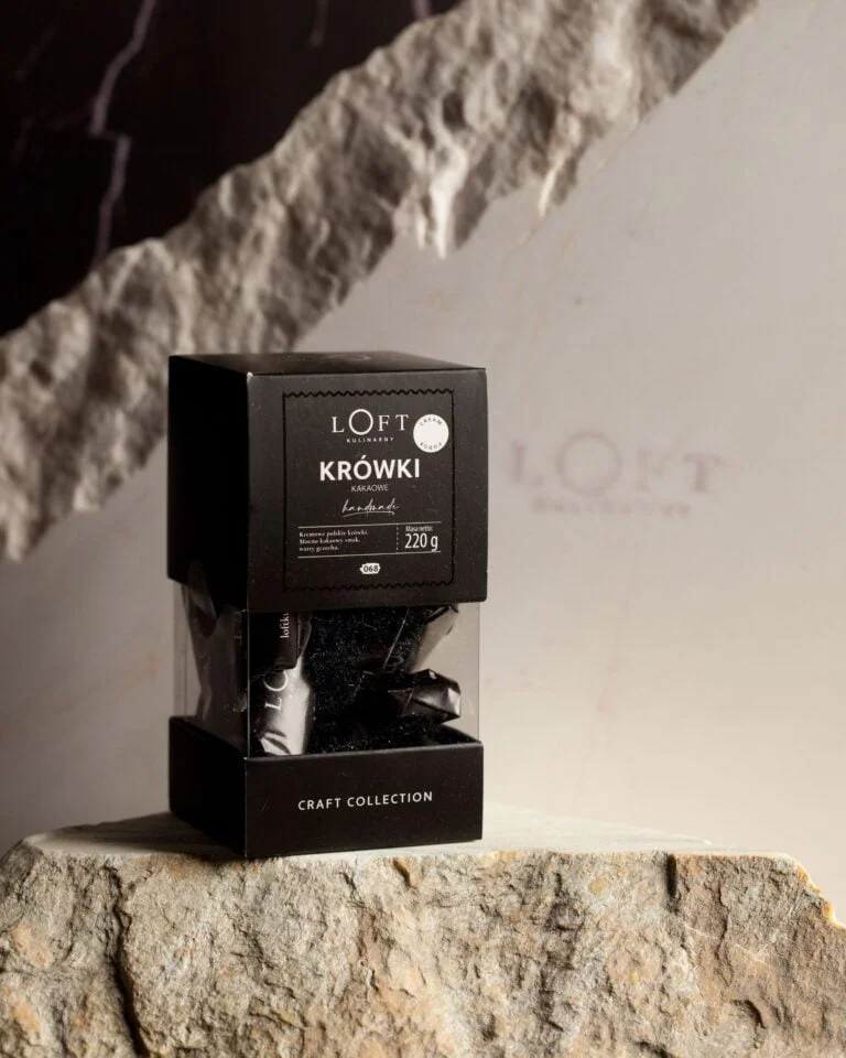 krówki kakaowe rzemieślnicze w opakowaniu Loft Kulinarny