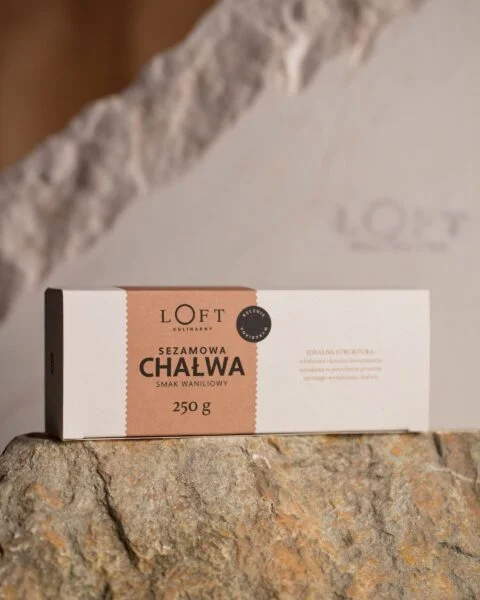 chałwa sezamowa waniliowa w opakowaniu Loft Kulinarny
