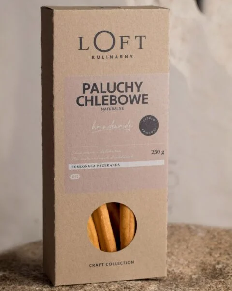 paluchy chlebowe naturalne ułożone w szklance na loftowym tle