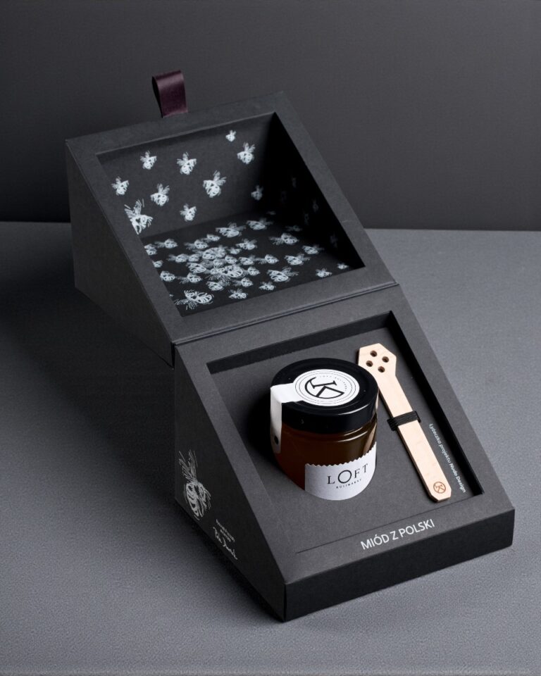 Zestaw miód lipowy z łyżeczką „Każda kropla na wagę złota”