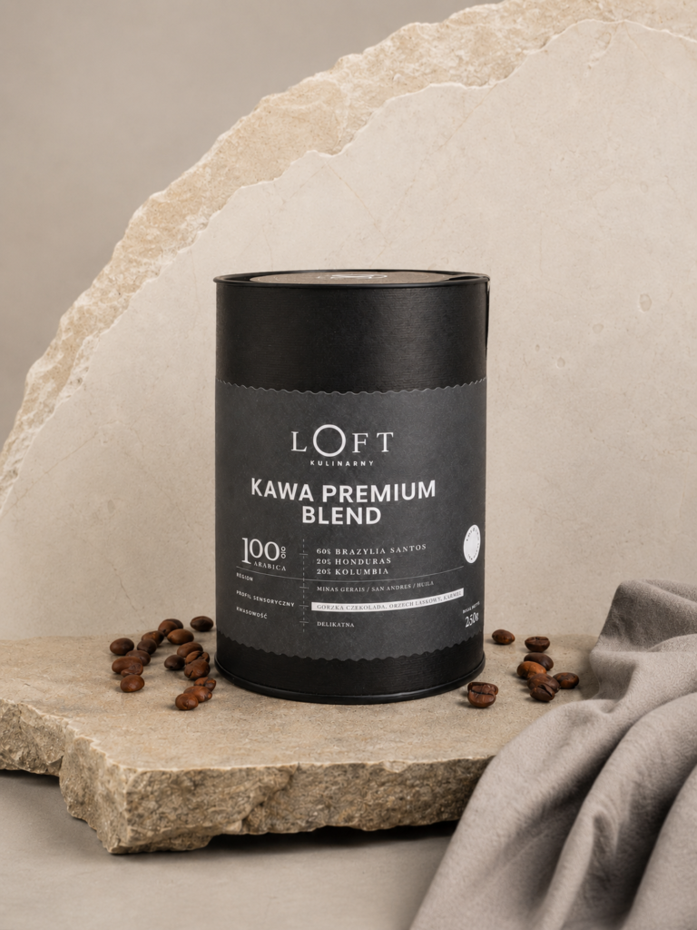 kawa ziarnista Premium Blend w eleganckim opakowaniu