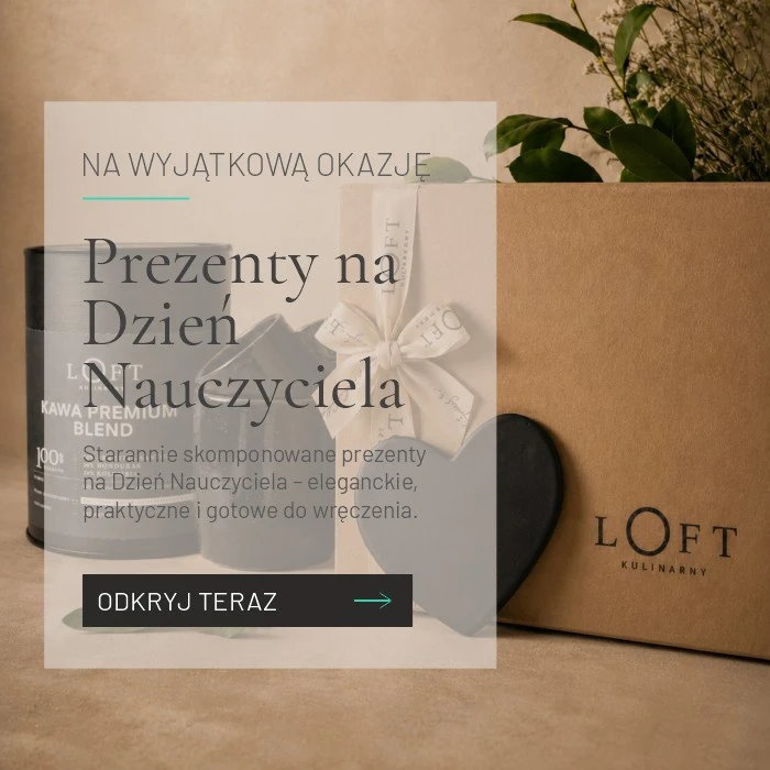Prezenty na&nbsp;Dzień Nauczyciela – elegancki zestaw prezentowy Loft Kulinarny z&nbsp;kawą i&nbsp;upominkiem